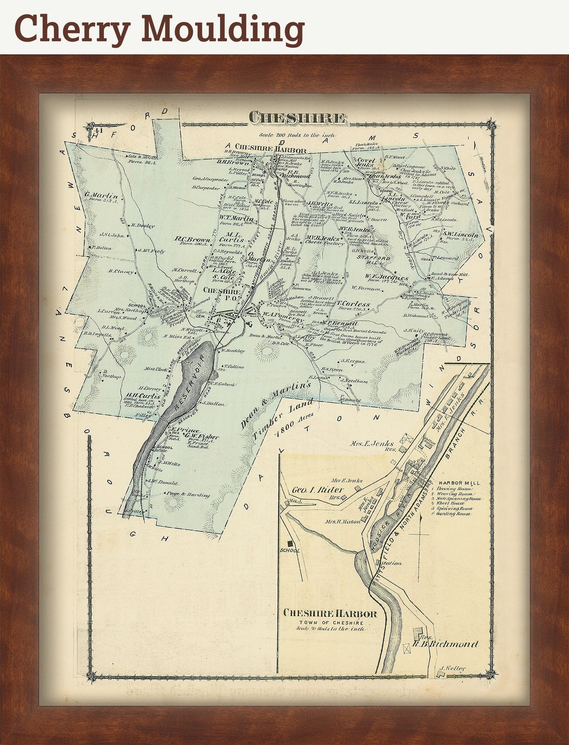 CHESHIRE Massachusetts 1871 Map Replica or Genuine ORIGINAL Etsy
