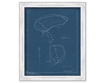 SPECTACLE ISLAND, Boston Harbor, Massachusetts - Blueprint Site Plan for the Lighthouse as it was in 1897