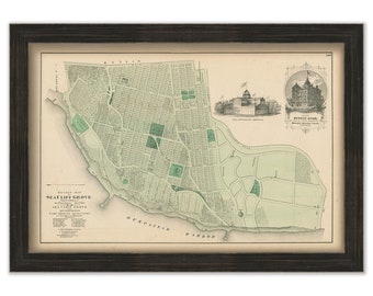 Sea Cliff Grove, Oyster Bay, New York 1873 Map, Replica and GENUINE ORIGINAL