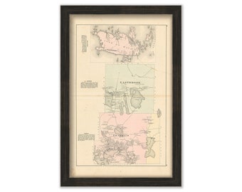 Isle au Haut, Eastbrook and Franklin, Maine 1881 Map, Replica or genuine ORIGINAL