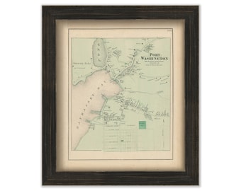 Port Washington Village, North Hempstead, New York 1873 Map, Replica and GENUINE ORIGINAL