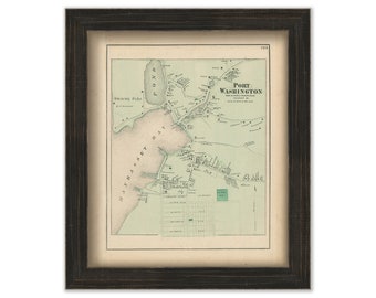 Port Washington Village, North Hempstead, New York 1873 Map, Replica and GENUINE ORIGINAL