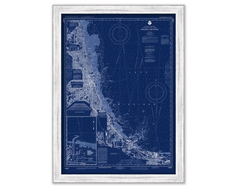 CHICAGO Lake Front, Illinois - 2016 Nautical Chart Blueprint by NOAA