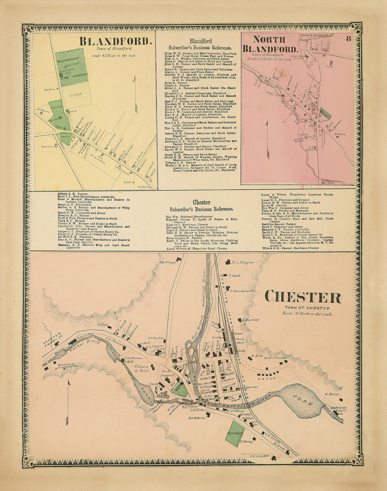 Village of CHESTER Massachusetts 1870 Map Replica or Etsy
