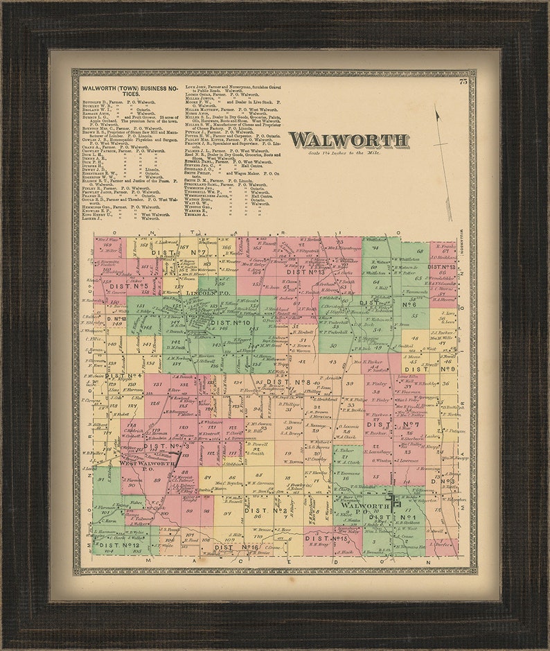 Town Of WALWORTH New York 1874 Map Replica And GENUINE ORIGINAL Etsy Il Bpwq 