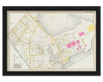 DORCHESTER, Massachusetts 1889 map, Plate 19 - Commercial Point - Replica or GENUINE ORIGINAL