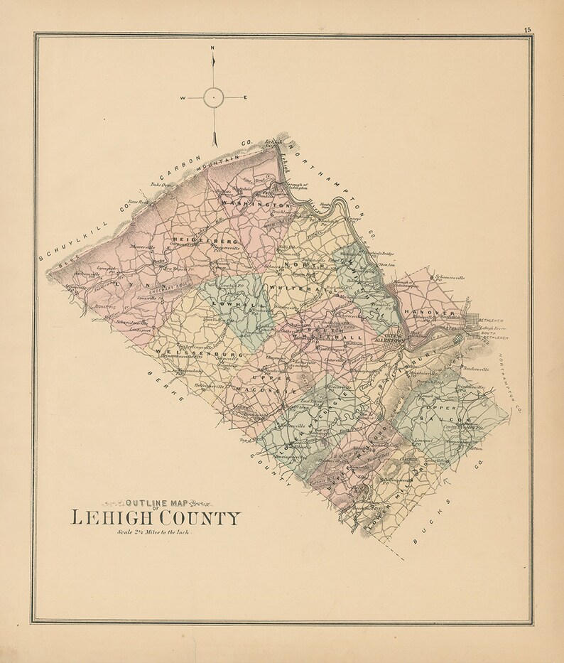 ZIONSVILLE LAURYS and GERMANSVILLE Pennsylvania 1876 Map Etsy