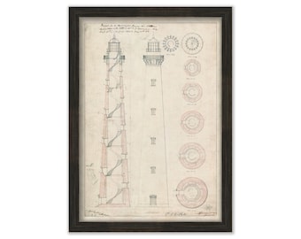 CAPE HATTERAS LIGHTHOUSE, Outer Banks, North Carolina  -  Drawing and Plan of the Lighthouse as it was in 1868.