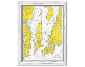 Narragansett Bay and Newport Harbor, Rhode Island - Nautical Chart by NOAA 1972