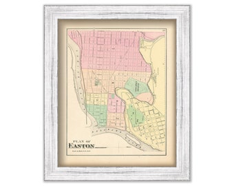 EASTON, Pennsylvania 1872 Map - Replica or Genuine Original