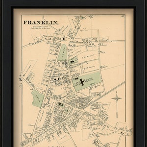 Village of FRANKLIN, Massachusetts 1876 Map - Replica or GENUINE ORIGINAL - Etsy