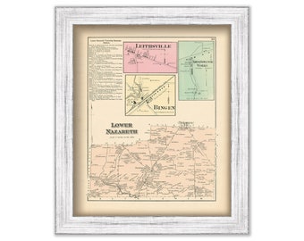 LOWER NAZARETH, Pennsylvania 1872 Map - Replica or Genuine Original