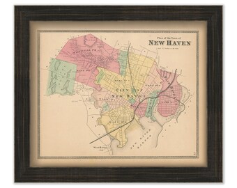 NEW HAVEN, Connecticut, 1868 Map, Replica or Genuine Original