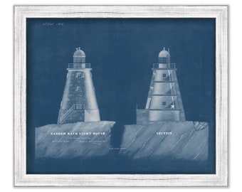 SADDLEBACK LIGHTHOUSE, Maine  - Blueprint Drawing and Plan of the Lighthouse as it was in 1848.