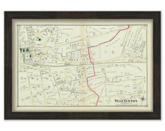 City of NEWTON, WEST NEWTON, Massachusetts 1874 Map