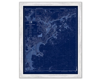 MARBLEHEAD, SALEM and MANCHESTER Harbors, Massachusetts - Nautical Chart Blueprint 2008
