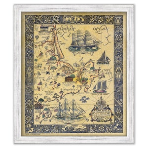 CAPE ANN and the North Shore, Massachusetts -  1927 Whimsical Map by Coulton Waugh