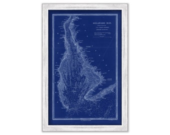 DELAWARE BAY, Delaware and New Jersey -  1854 Nautical Chart Blueprint