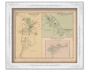 Villages of STRAFFORD and TUNBRIDGE, Vermont 1877 Map - Replica or Genuine Original