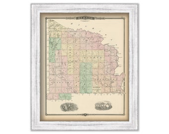 OCONTO COUNTY, Wisconsin 1878 Map, Replica or Genuine Original