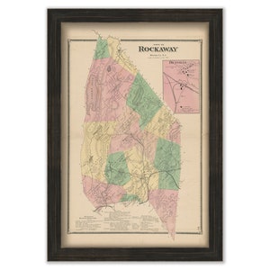 Town of ROCKAWAY, Morris County, New Jersey 1868 - Replica or Genuine Original Map
