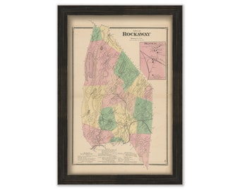 Town of ROCKAWAY, Morris County, New Jersey 1868 - Replica or Genuine Original Map