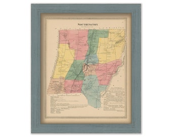 SOUTHINGTON, Connecticut, 1869 Map, Replica or GENUINE ORIGINAL