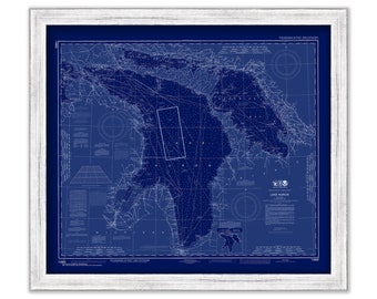 LAKE HURON  -  2016 Nautical Chart Blueprint