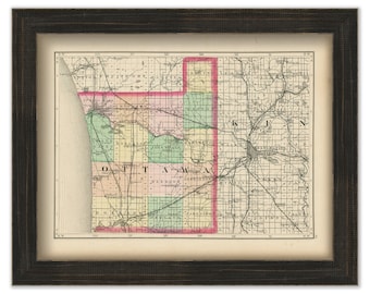 OTTAWA COUNTY, Michigan 1873 Map - Replica or Genuine Original