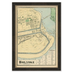 Village of HOLYOKE, Massachusetts 1870 Map