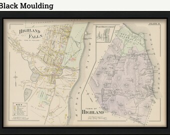 HIGHLAND and HIGHLAND FALLS, New York 1903 Map Replica