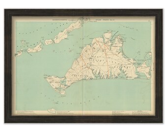 MARTHA'S VINEYARD and the ELIZABETH Islands, Massachusetts, 1904 Map/Chart - Replica or Genuine Original