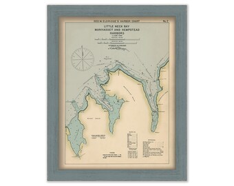 Little Neck Bay, Manhasset, Hempstead Harbor, Long Island   - 1901 Nautical Chart by George W. Eldridge Colored Version