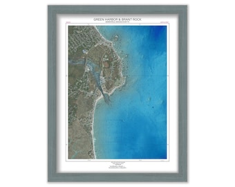 Green Harbor and Brant Rock, MARSHFIELD, Massachusetts -  Enhanced Aerial View Poster