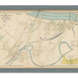 Villages of WEST SPRINGFIELD, Massachusetts 1894 Map  -  Replica or Genuine ORIGINAL