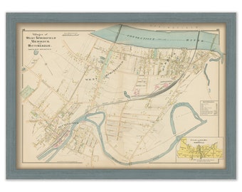 Villages of WEST SPRINGFIELD, Massachusetts 1894 Map  -  Replica or Genuine ORIGINAL