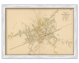 Village of HOLLISTON, Massachusetts 1908 Map - Replica or GENUINE Original