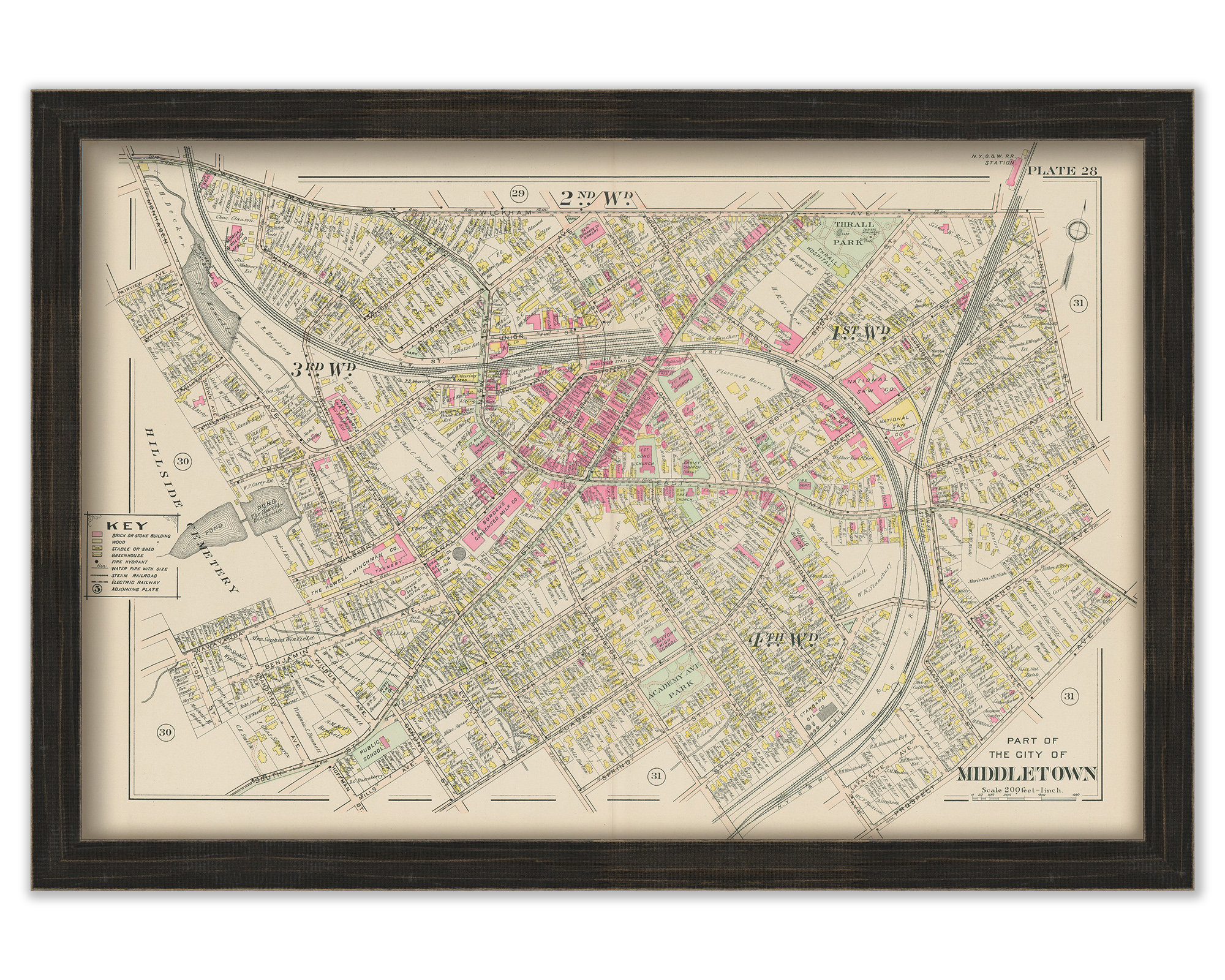 MIDDLETOWN, New York 1903 Map Replica or Genuine Original