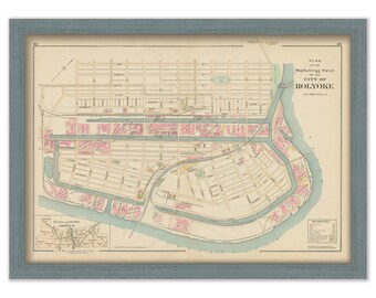 HOLYOKE, Massachusetts 1894 Map, Manufacturing District  -  Replica or Genuine ORIGINAL