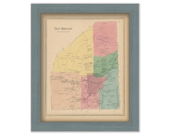 New Britain, Connecticut, 1869 Map, Replica or GENUINE ORIGINAL