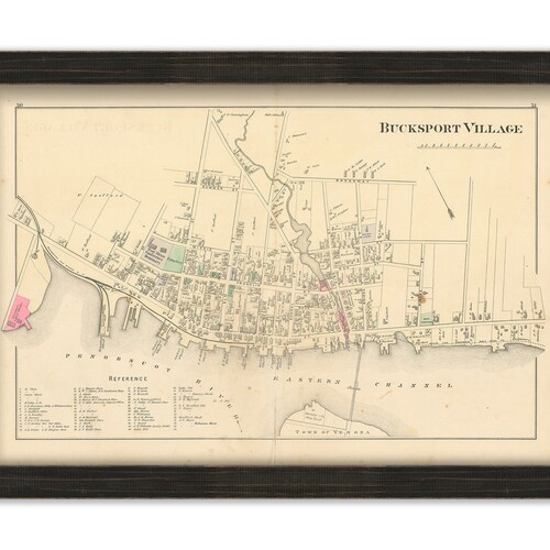 TRENTON and LAMOINE Maine 1881 Map Replica or Genuine Etsy