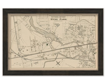 READVILLE, Hyde Park, Massachusetts 1876 Map - Replica or GENUINE ORIGINAL