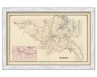 IPSWICH, Massachusetts 1872 Map - Replica or Genuine Original