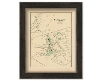 Newtown/Elmhurst, Queens, New York 1873 Map, Replica and GENUINE ORIGINAL