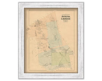 ABINGTON and South Abington ( WHITMAN ) Map 1879-Colored Reproduction