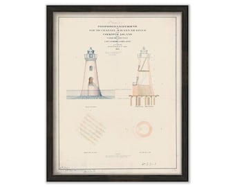 COCKSPUR ISLAND LIGHTHOUSE, Savannah River, Georgia - Drawing and Plan of the Lighthouse as it was in 1855.