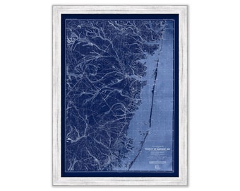 BARNEGAT BAY, New Jersey  -  1888 Topographical Map Blueprint