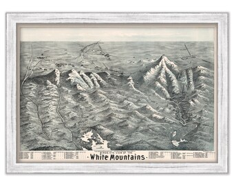 WHITE MOUNTAINS, New Hampshire 1890 Bird's Eye View