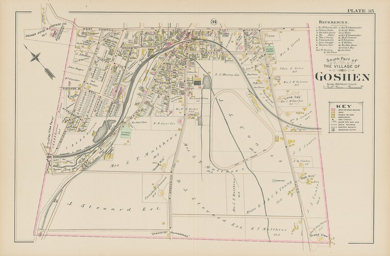 Village of GOSHEN New York 1903 Map Replica or Genuine Etsy