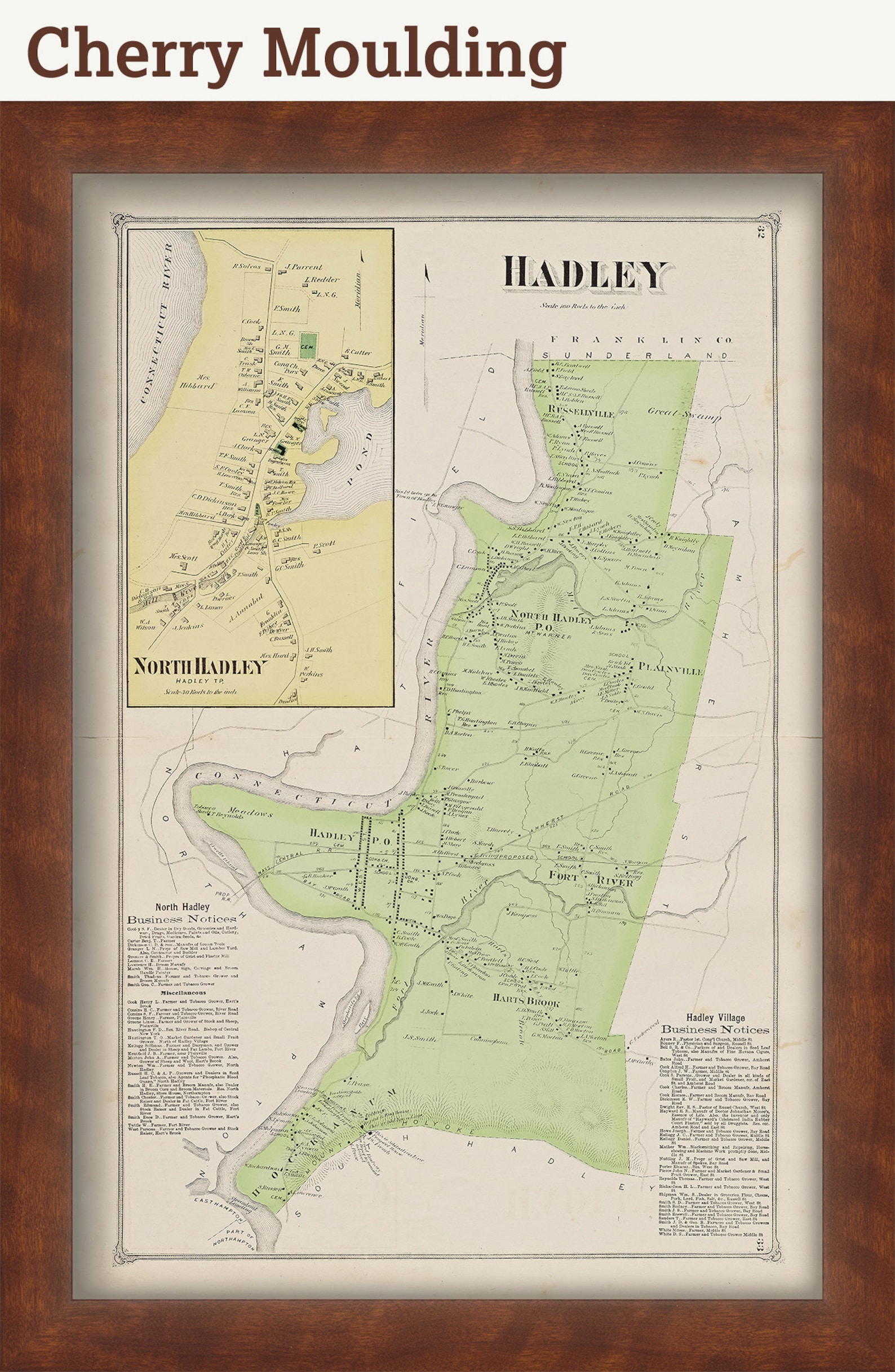 Town of HADLEY Massachusetts 1873 Map Etsy